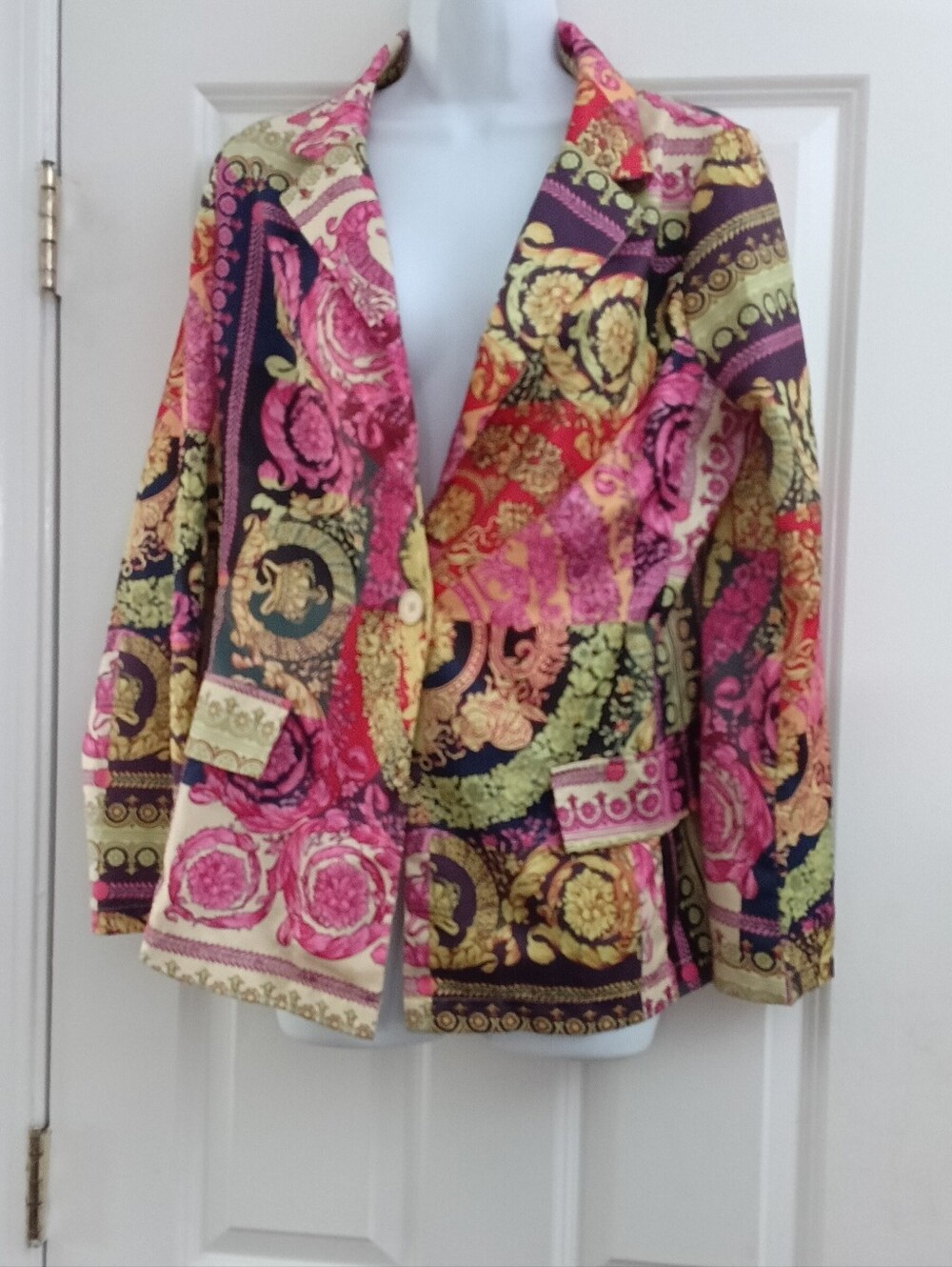 SHEIN Pink Multi-Print Women’s Blouse SIZE LARGE - Picture 4 of 8